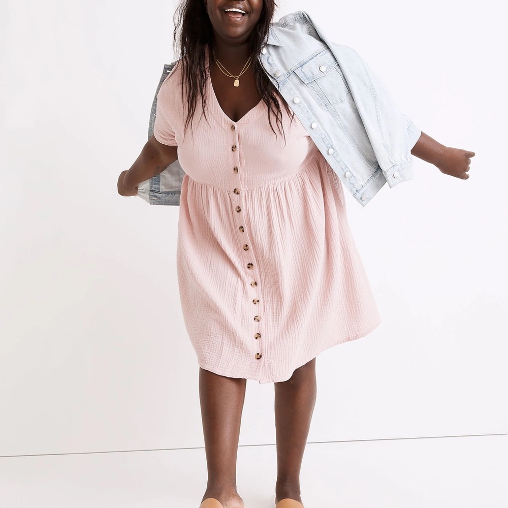 Madewell Plus Lightspun Button-Front Mini Dress